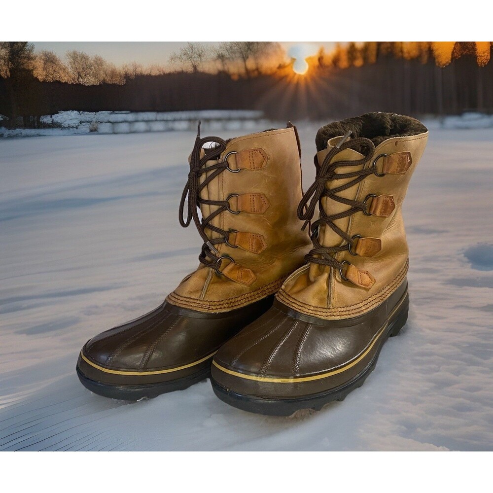 Sorel Bighorn Boots Men’s 9 Shell 11 Made in Canada Leather Rubber Winter